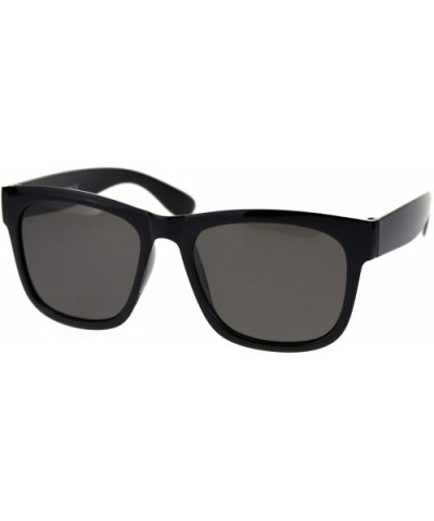 Super Light Weight Polarized Lens Hipster Oversize Horned Rim Sunglasses - Shiny Black Black - CY18SA4LREK $5.83 Oversized