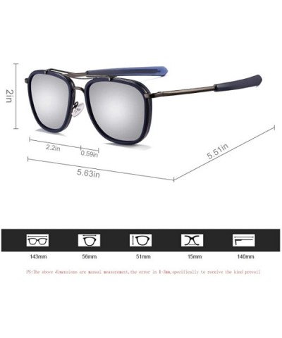 Retro Double Bridge Metal Square Polarized Sunglasses Unique Design For Women Men UV Protection - CZ18AIA0W5X $14.57 Oversized