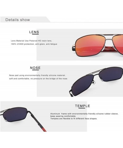 Mens polarized sunglasses-Fashion glasses for men - Silver/Red - C418E44R480 $16.09 Sport