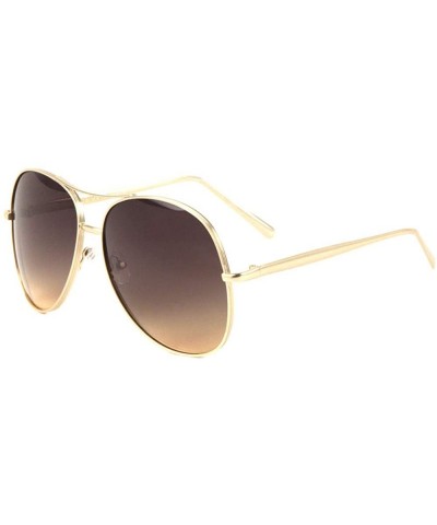 Thick Flat Frame Modern Round Aviator Sunglasses - Brown Smoke - CD190K6G052 $9.83 Aviator