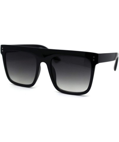 Flat Top Mobster Mafia Rectangular Retro Sunglasses - Black Smoke - C3197N8UWIY $7.58 Rectangular
