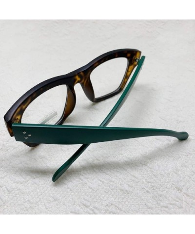 Vintage Inspired Geek Oversized Square Thick Horn Rimmed Eyeglasses Clear Lens - Leopard Green 00012 - CQ18Y8H2KI8 $11.54 Ove...