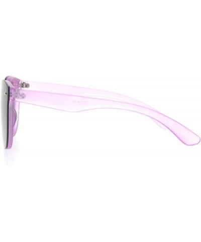 Womens 90s Classic Round Shield Panel Lens Horn Rim Sunglasses - Purple Mirror - CZ18NRT9W70 $5.33 Shield