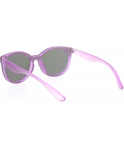 Womens 90s Classic Round Shield Panel Lens Horn Rim Sunglasses - Purple Mirror - CZ18NRT9W70 $5.33 Shield