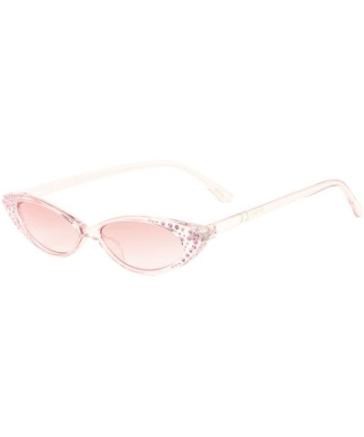 Wide Oval Cat Eye Side Rhinestone Sunglasses - Pink Crystal - CN18EGSLW54 $13.20 Oval