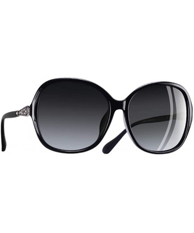 Classic Polarized Sunglasses Women Oversized Frame Gradient Lens Rhinestone Sunglasses A102 - CX18R5Q3I5Y $41.90 Oversized