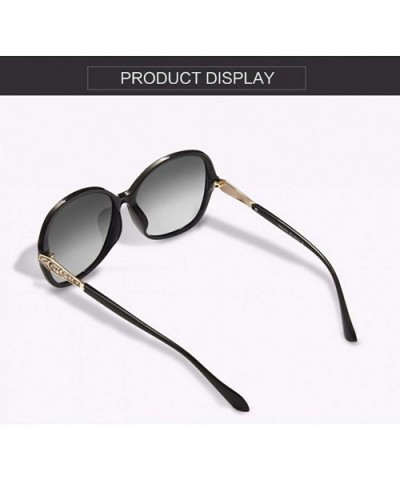 Classic Polarized Sunglasses Women Oversized Frame Gradient Lens Rhinestone Sunglasses A102 - CX18R5Q3I5Y $41.90 Oversized
