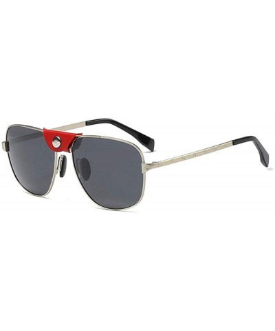 Gifts Men's Metal Sunglasses Polarized Summer Square Sun Glasses for Men Driving - Silver With Black - CH18SU8ZYYY $6.27 Square