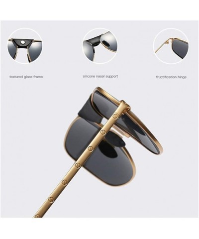 Gifts Men's Metal Sunglasses Polarized Summer Square Sun Glasses for Men Driving - Silver With Black - CH18SU8ZYYY $6.27 Square