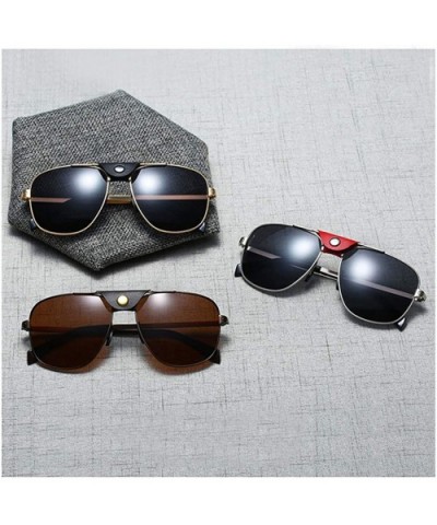 Gifts Men's Metal Sunglasses Polarized Summer Square Sun Glasses for Men Driving - Silver With Black - CH18SU8ZYYY $6.27 Square