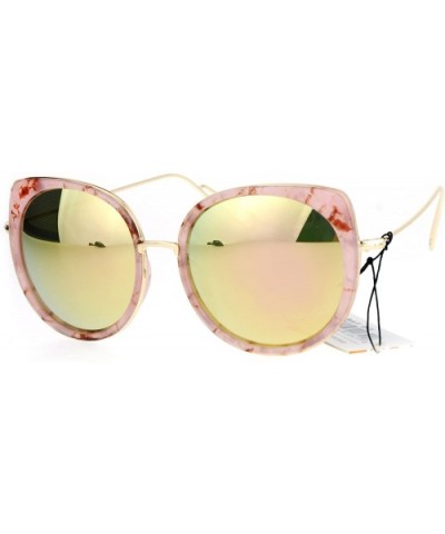 Womens Round Cat Eye Luxury Designer Bat Sunglasses - Pink Peach - CA12N5KF00H $8.88 Cat Eye