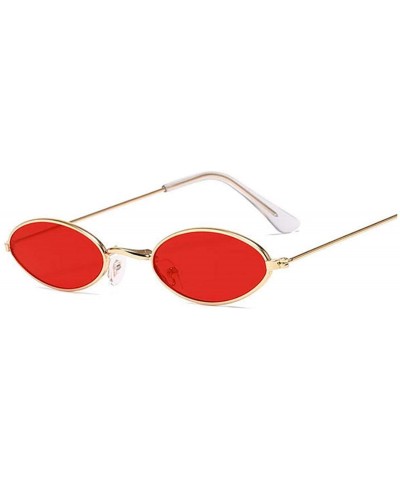 Retro Small Oval Sunglasses Women Vintage Shades Black Red Metal Color Sun Glasses Fashion Lunette - Goldred - CU1985L8ZQT $2...