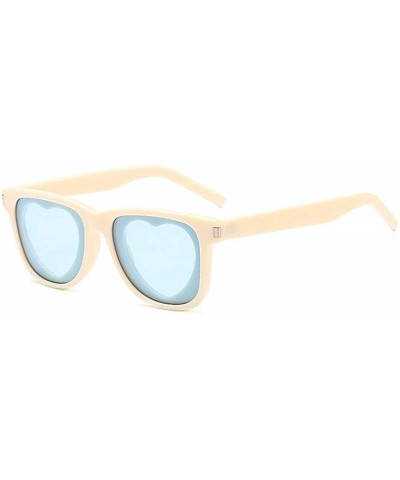 classic square frame female new design heart-shaped lens girl fashion glasses pink UV400 sunglasses - Beige - CC193I7HKH9 $9....