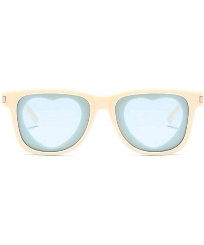 classic square frame female new design heart-shaped lens girl fashion glasses pink UV400 sunglasses - Beige - CC193I7HKH9 $9....