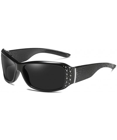 Anti Glare HD Polarized Womens Rhinestone Rectangular Sunglasses - Black - C818UXDLGUE $8.71 Rectangular