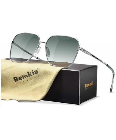 Sunglasses Men Women Rectangular Polarized Metal Frame with Spring Hinges UV400 Protection 62MM - CO18A8H4O3G $17.57 Rectangular