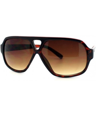 Retro Fashion Sunglasses Oversized Flat Top Angled Racer Aviator Frame - Tortoise - CO11D8C2BLF $8.93 Square