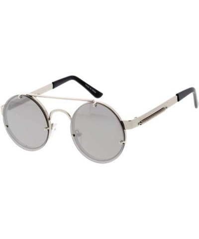 Flat Top SteamPunk Fashion Round Frame Sunglasses - C518UTA36NR $7.32 Shield