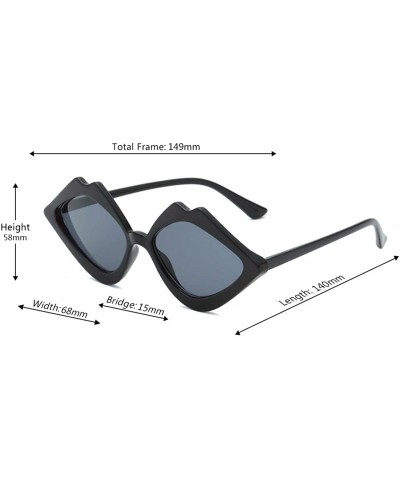 Fashion Lips Frame Oversized Plastic Lenses Sunglasses for Women UV400 - Black Gray - CR18NS80OT9 $8.51 Square