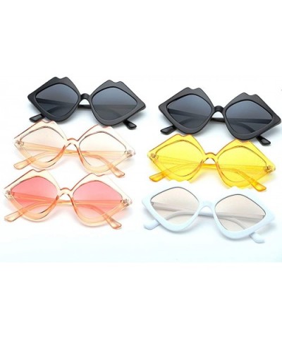 Fashion Lips Frame Oversized Plastic Lenses Sunglasses for Women UV400 - Black Gray - CR18NS80OT9 $8.51 Square