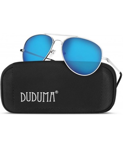 Sunglasses for Mens Womens Mirrored Sun Glasses Shades with Uv400 - Silver Frame/Blue Mirror Lens - CQ11VRID6DJ $10.98 Aviator