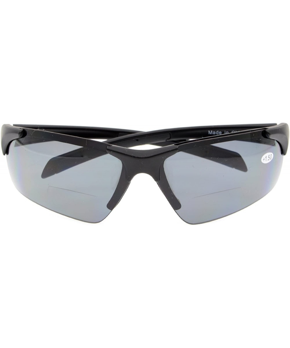 Bifocal Sunglasses with Wrap-Around Sport Design Half Frame for Men and Women - Matte Black - CO18LX8LRK3 $14.67 Sport