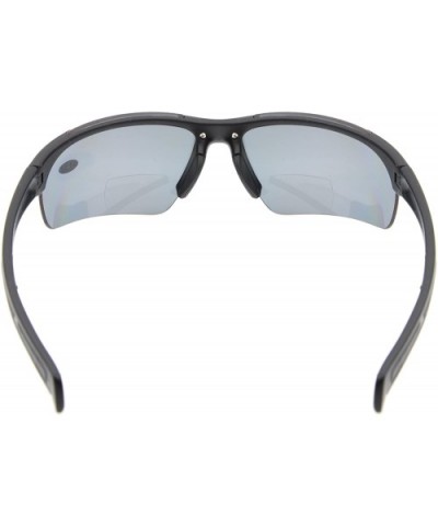 Bifocal Sunglasses with Wrap-Around Sport Design Half Frame for Men and Women - Matte Black - CO18LX8LRK3 $14.67 Sport