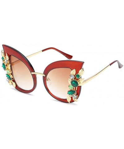 Woman Cat eye Sunglasses Stylish oversized frame Eyewear with Rhinestones - C3 - CV189L7SR3Y $7.58 Goggle