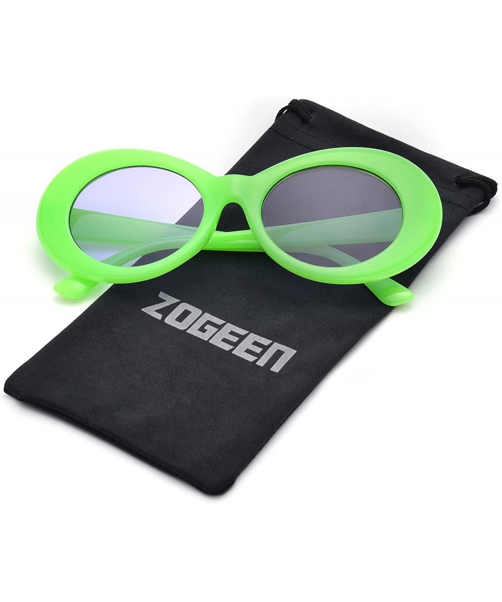 Bold Retro Oval Lens Mod Style Thick Frame Sunglasses Clout Goggles 1212 - Green - CR186WCSUT0 $30.10 Round