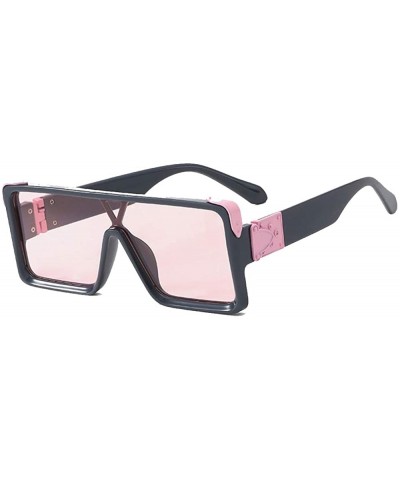 Classic Flat Top Shield Sunglasses for men women Oversized sunglasses square sunglasses retro sunglasses - 9 - CJ193LGII3X $1...