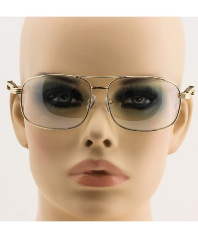 WOOD Art Nouveau VINTAGE Flat top Rectangular Metal RICH Frame Eye Glasses - Gold - CS1865OI4RT $6.49 Oversized
