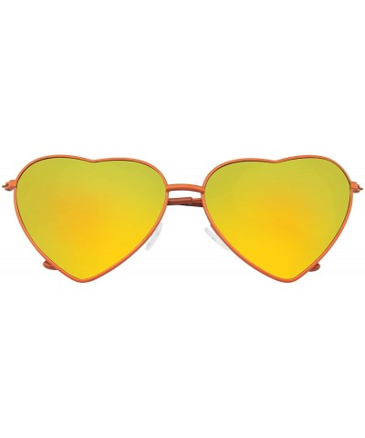 Cute Womens Metal Heart Shape Flash Mirrored Sunglasses - Orange - CN11PQZ02JZ $7.61 Aviator