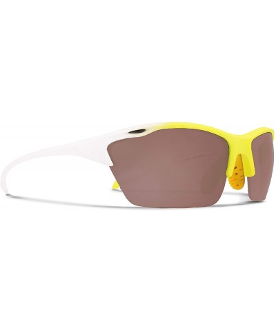 Alpha Yellow White Golf Sunglasses with ZEISS P5020 Red Tri-flection Lenses - CC18KMIZG4L $14.41 Sport