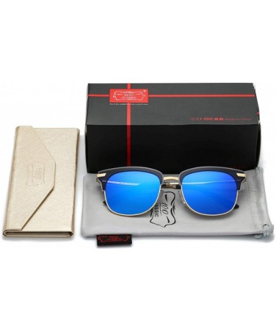 Semi Rimless Polarized Sunglasses Brand Design 58136C - Black Blue - CJ18I57RNTG $8.02 Semi-rimless
