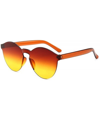 1pc Unisex Fashion Candy Colors Round Outdoor Sunglasses Sunglasses - Orange Yellow - CV199XNTD7Y $13.72 Round