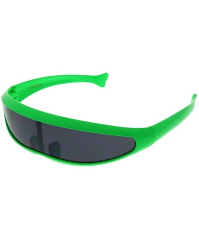 Neon Futuristic Narrow Sunglasses - Cyclops Costume Glasses Black Lens - Adult - Neon Green - C718YW9R69H $6.99 Wrap