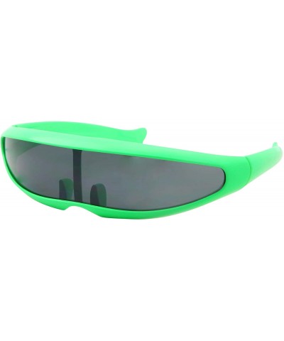 Neon Futuristic Narrow Sunglasses - Cyclops Costume Glasses Black Lens - Adult - Neon Green - C718YW9R69H $6.99 Wrap