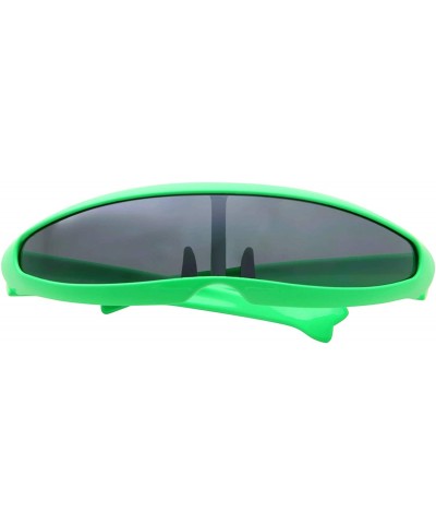 Neon Futuristic Narrow Sunglasses - Cyclops Costume Glasses Black Lens - Adult - Neon Green - C718YW9R69H $6.99 Wrap