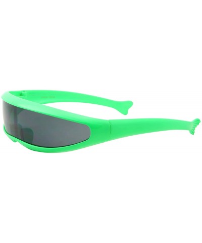 Neon Futuristic Narrow Sunglasses - Cyclops Costume Glasses Black Lens - Adult - Neon Green - C718YW9R69H $6.99 Wrap