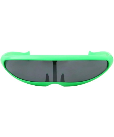 Neon Futuristic Narrow Sunglasses - Cyclops Costume Glasses Black Lens - Adult - Neon Green - C718YW9R69H $6.99 Wrap