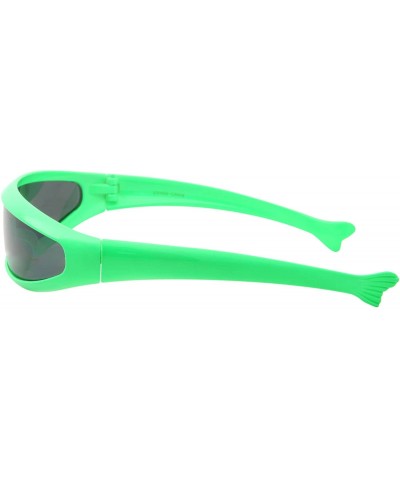 Neon Futuristic Narrow Sunglasses - Cyclops Costume Glasses Black Lens - Adult - Neon Green - C718YW9R69H $6.99 Wrap