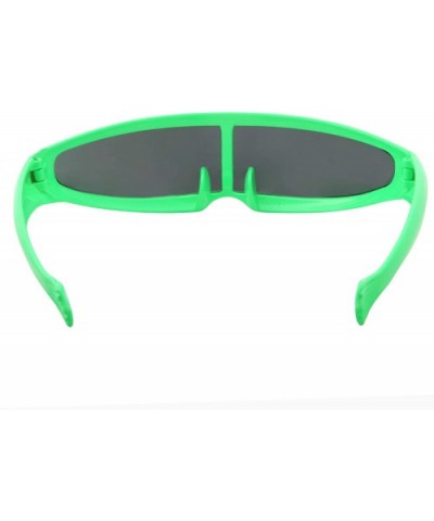 Neon Futuristic Narrow Sunglasses - Cyclops Costume Glasses Black Lens - Adult - Neon Green - C718YW9R69H $6.99 Wrap