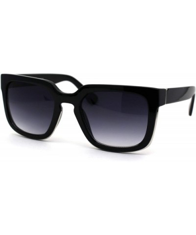 Mens Squared Fashion Squared Rectangle Keyhole Plastic Sunglasses - Shiny Black Smoke - CF1985IN8AZ $5.43 Rectangular