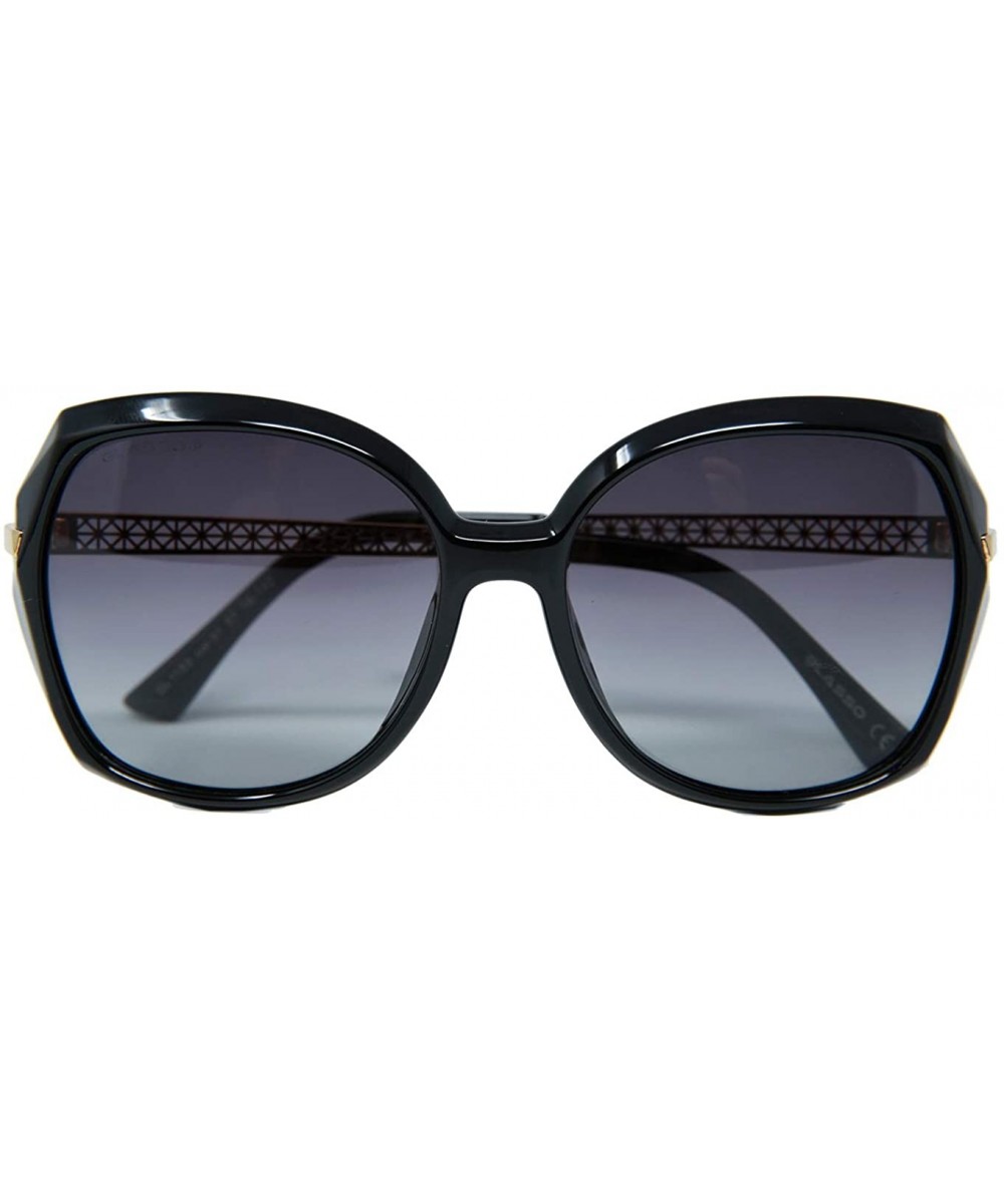 Oversized Geometric Sunglasses Fashion Diamond Shade Round Face Polarized Glasses 57mm - Shiny Black - CX18TZS2WWS $21.82 But...