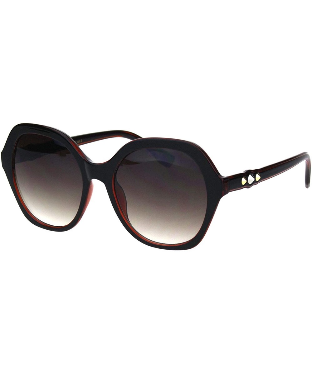 Womens Horn Stud Bling 90s Plastic Butterfly Fashion Sunglasses - Black Brown - CE18HU9GI4L $6.10 Oversized