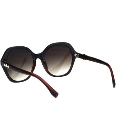 Womens Horn Stud Bling 90s Plastic Butterfly Fashion Sunglasses - Black Brown - CE18HU9GI4L $6.10 Oversized