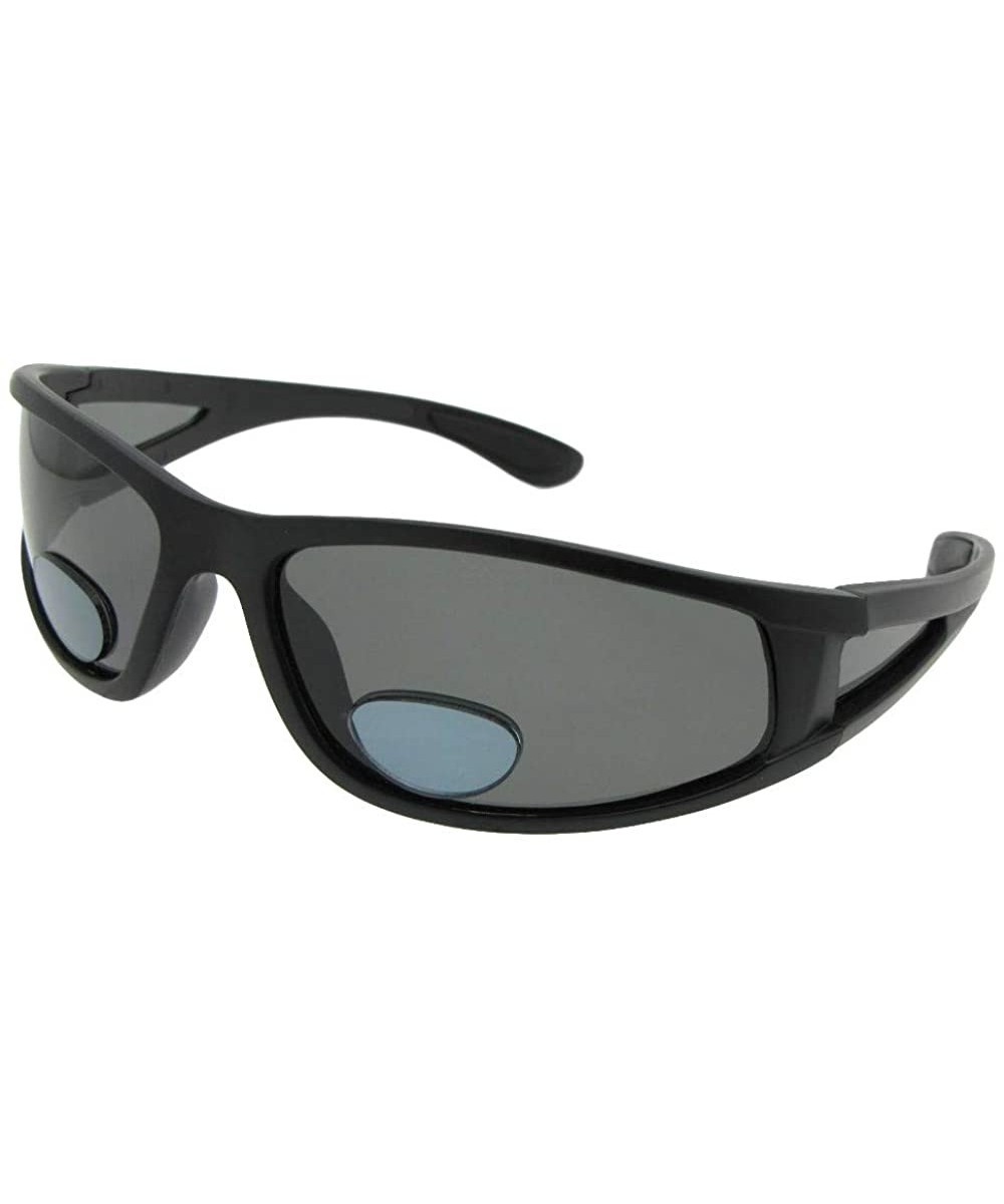 Bifocal Polarized Fishing Sunglasses P7 - Flat Black Frame Gray Lenses - CQ18HA5A99K $16.14 Wrap