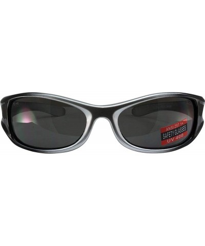 Saxon Motorcycle Safety Sunglasses Two-Tone Black and Silver Frames Smoke Lens ANSI Z87.1 - CM185TZWT02 $6.34 Wrap