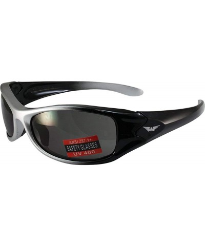 Saxon Motorcycle Safety Sunglasses Two-Tone Black and Silver Frames Smoke Lens ANSI Z87.1 - CM185TZWT02 $6.34 Wrap