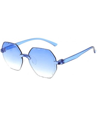 Frameless Multilateral Shaped Sunglasses One Piece Jelly Candy Colorful Unisex - Sky Blue - C8190DYGD0H $5.97 Goggle